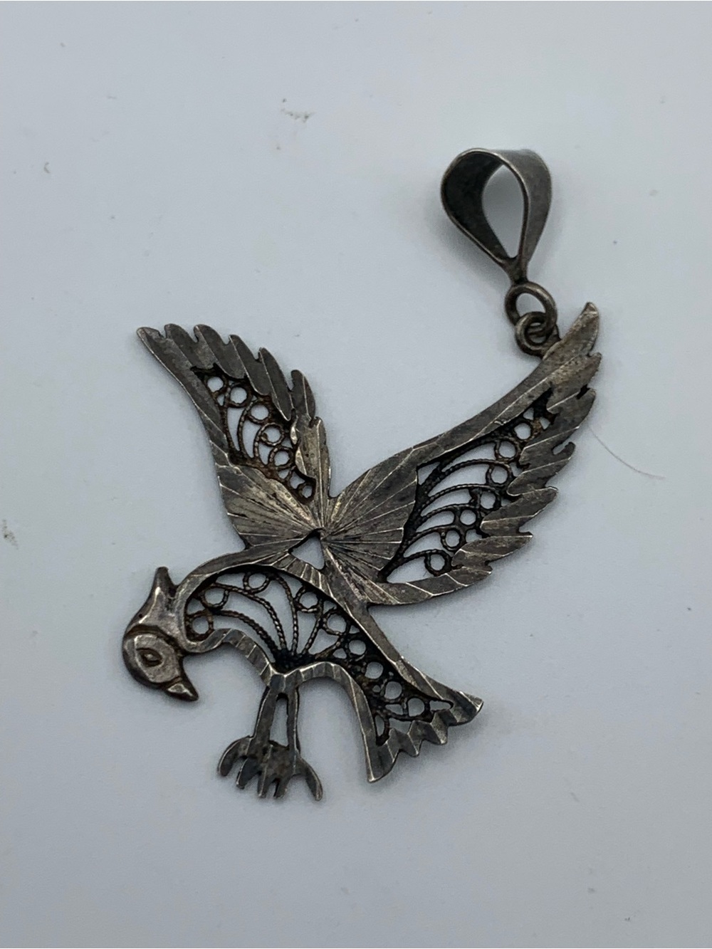 Vintage 925 Sterling Silver Eagle Filigree Pendant Turkey 2.57g - Picture 2 of 7